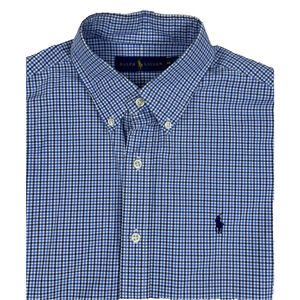 Ralph Lauren Classic Fit Blue/white checkered long sleeve button down Medium